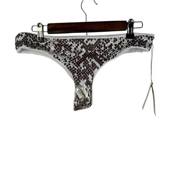 Maaji White & Brown Reversible Stretchy Bikini Bottoms Women's XL NEW - Picture 2 of 12